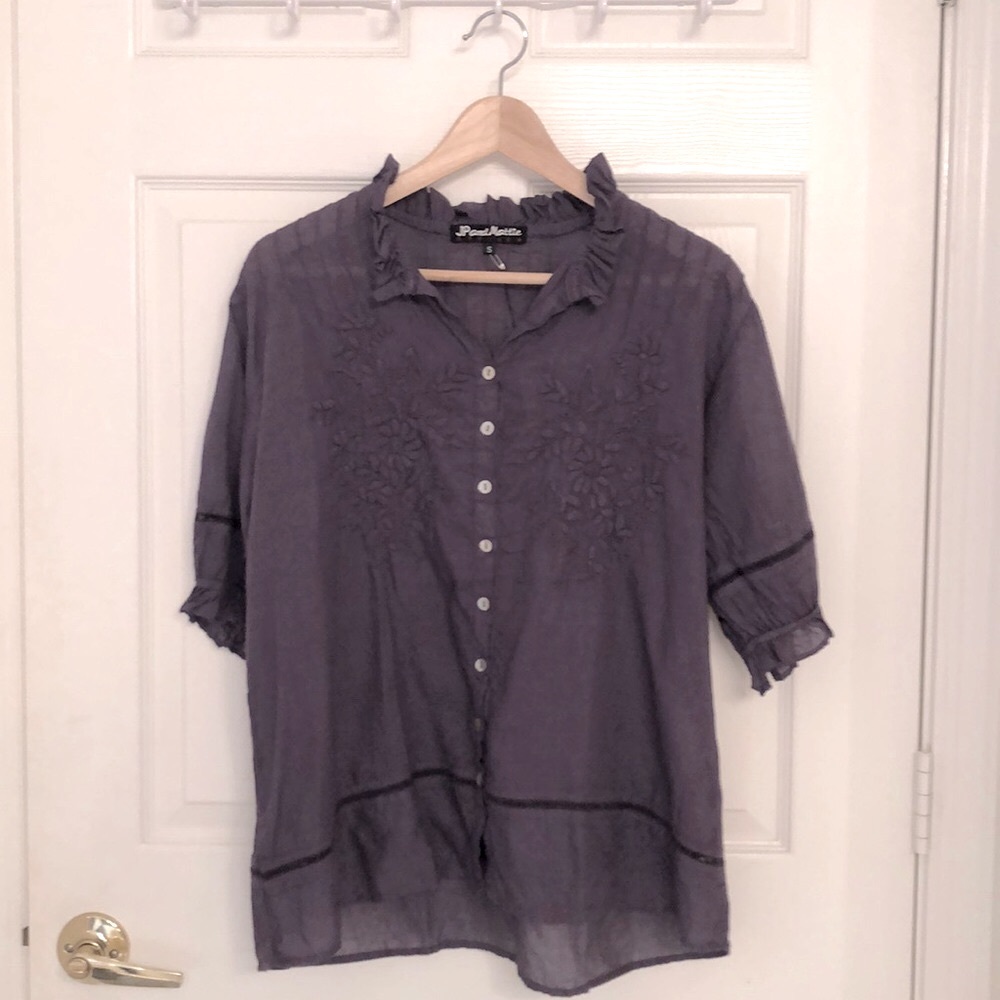 Ruffle sleeves and collar blouse